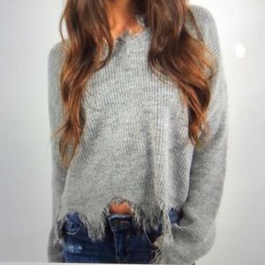 Dance&Marvel grey frayed sweater - LARGE